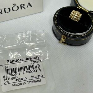 Pandora Retired 14 K Gold Barrel Spacer Charm